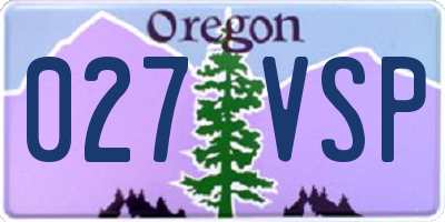 OR license plate 027VSP