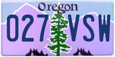 OR license plate 027VSW