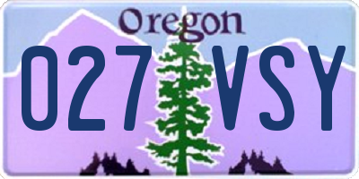 OR license plate 027VSY