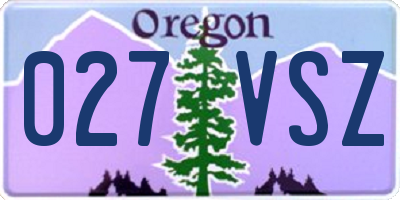 OR license plate 027VSZ