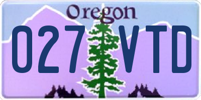 OR license plate 027VTD