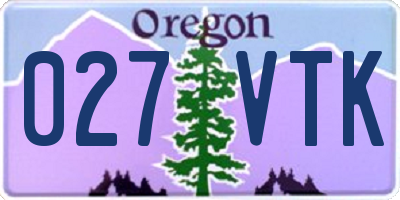 OR license plate 027VTK