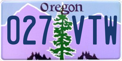OR license plate 027VTW