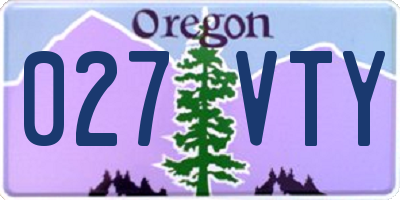 OR license plate 027VTY