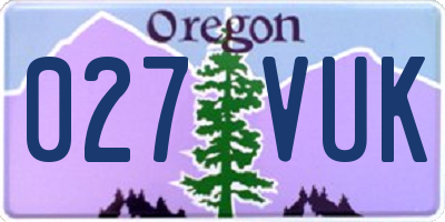OR license plate 027VUK
