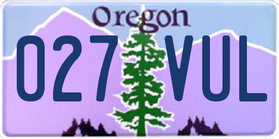 OR license plate 027VUL