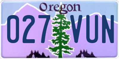 OR license plate 027VUN