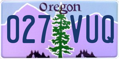 OR license plate 027VUQ