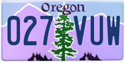 OR license plate 027VUW