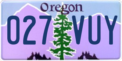 OR license plate 027VUY