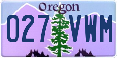 OR license plate 027VWM