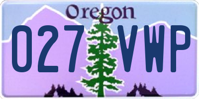 OR license plate 027VWP