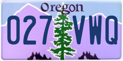 OR license plate 027VWQ