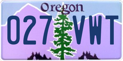 OR license plate 027VWT