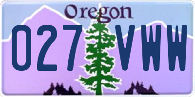 OR license plate 027VWW