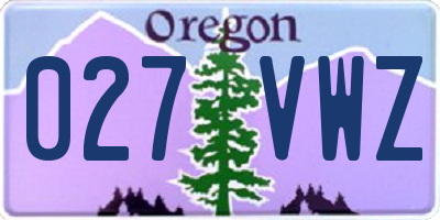 OR license plate 027VWZ