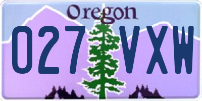 OR license plate 027VXW