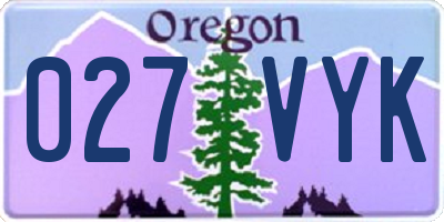 OR license plate 027VYK
