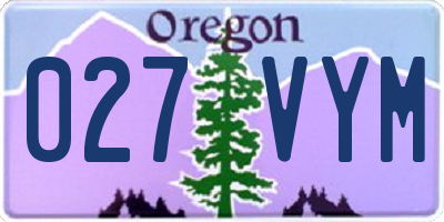 OR license plate 027VYM