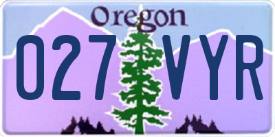 OR license plate 027VYR