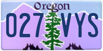 OR license plate 027VYS