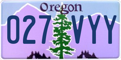 OR license plate 027VYY
