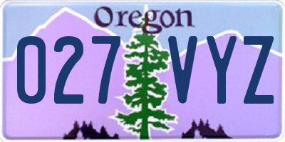 OR license plate 027VYZ