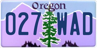 OR license plate 027WAD