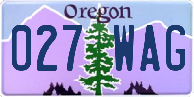 OR license plate 027WAG