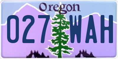 OR license plate 027WAH