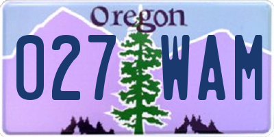OR license plate 027WAM
