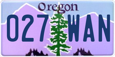 OR license plate 027WAN