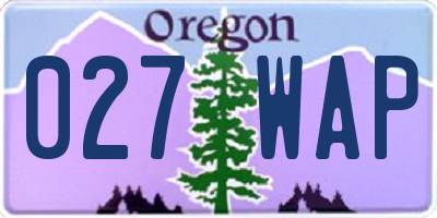 OR license plate 027WAP