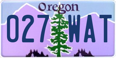 OR license plate 027WAT