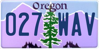 OR license plate 027WAV