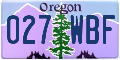 OR license plate 027WBF