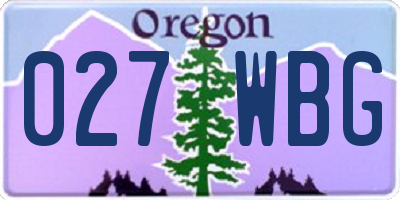 OR license plate 027WBG