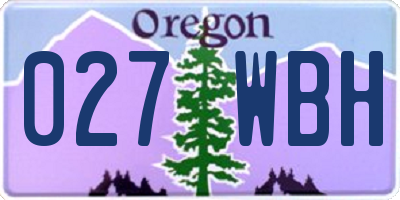 OR license plate 027WBH