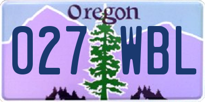 OR license plate 027WBL