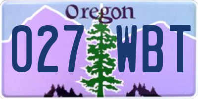OR license plate 027WBT