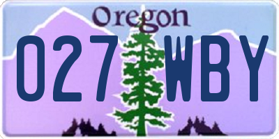 OR license plate 027WBY