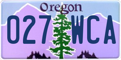 OR license plate 027WCA