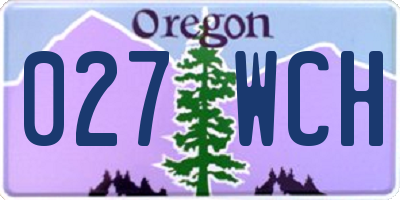 OR license plate 027WCH