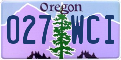 OR license plate 027WCI