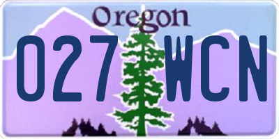 OR license plate 027WCN