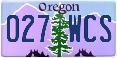 OR license plate 027WCS