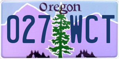 OR license plate 027WCT