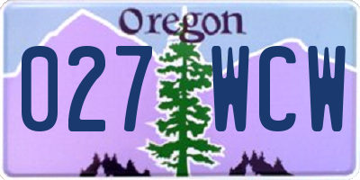 OR license plate 027WCW