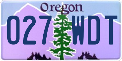 OR license plate 027WDT