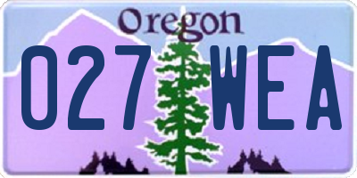 OR license plate 027WEA